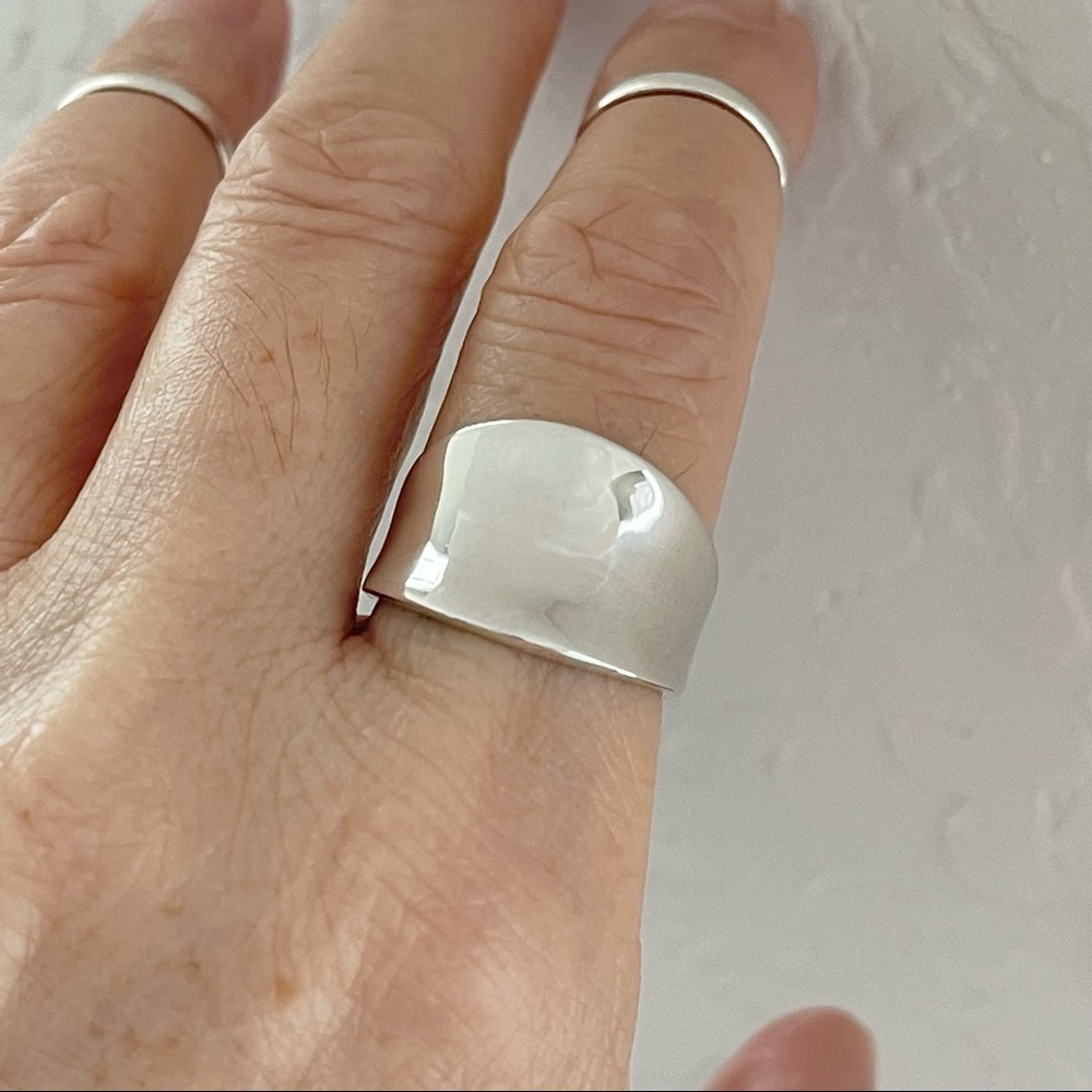 Sterling Silver Concave Ring, Statement Ring, Sil… - image 2